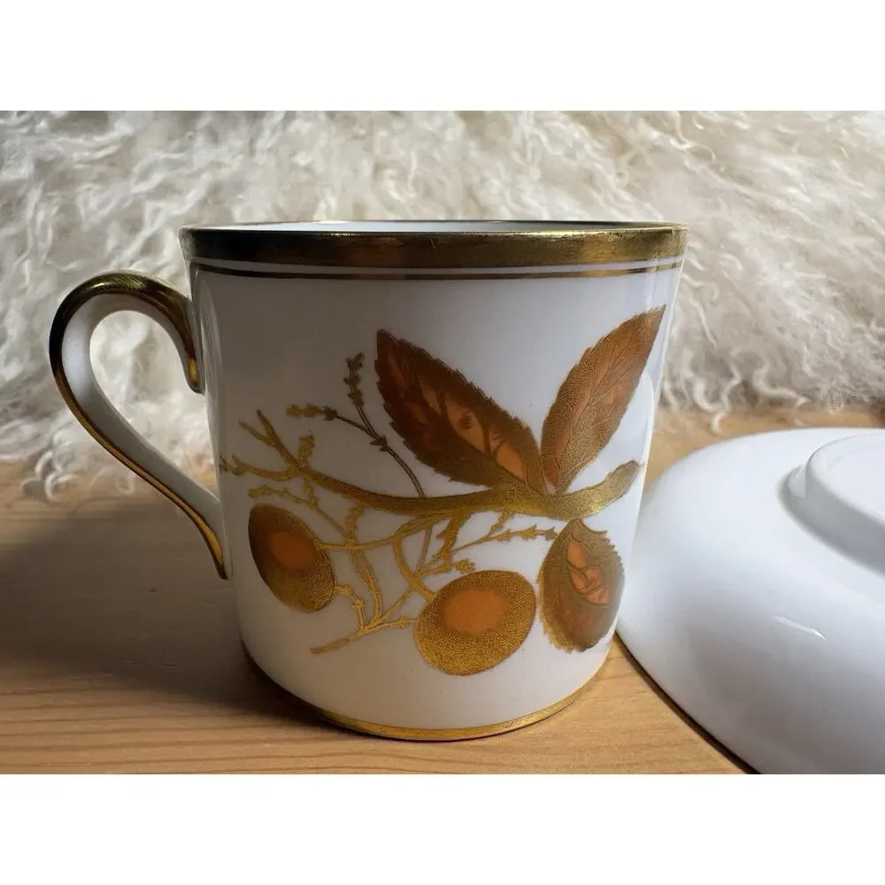 2-piece Spode Bone China England Cup & Saucer Set White/Gold Trim Handle